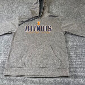Champion Illinois Fighting Illini Gray Heathered Hoodie Sweatshirt Men's Medium